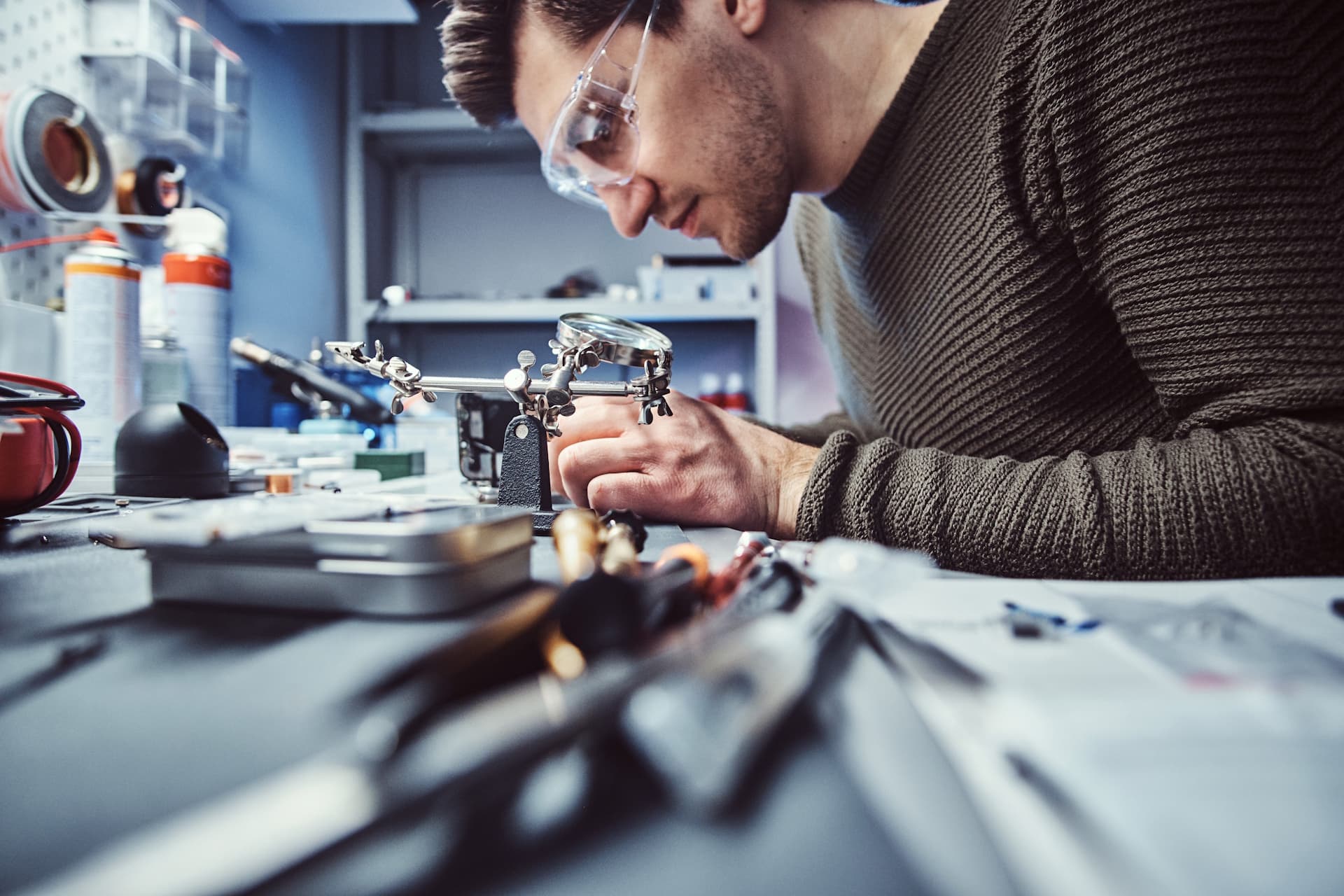 Person working on electronics